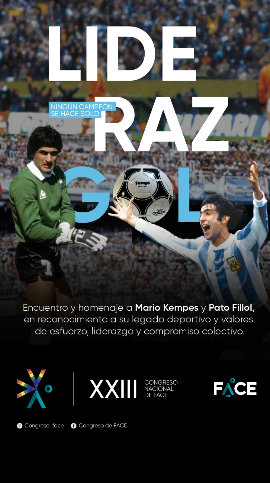 Mario Kempes y Ubaldo 'Pato' Fillol en la charla Liderazgol